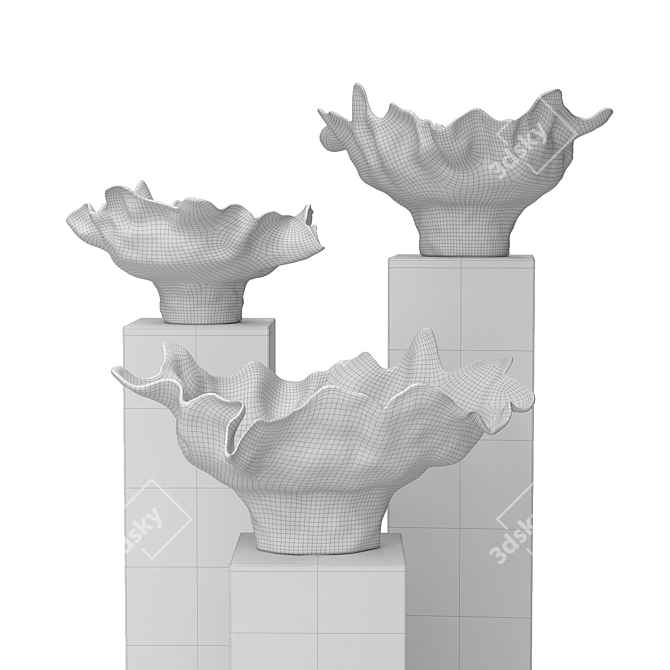 Ivory Meteor Ceramic Vase Pedestal 3D model image 6
