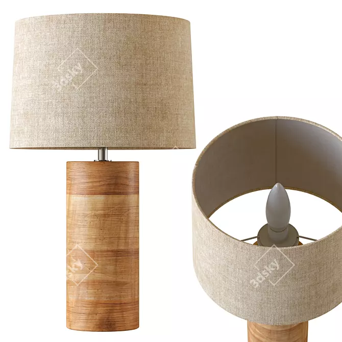 Elegant Wood Table Lamp 3D model image 1