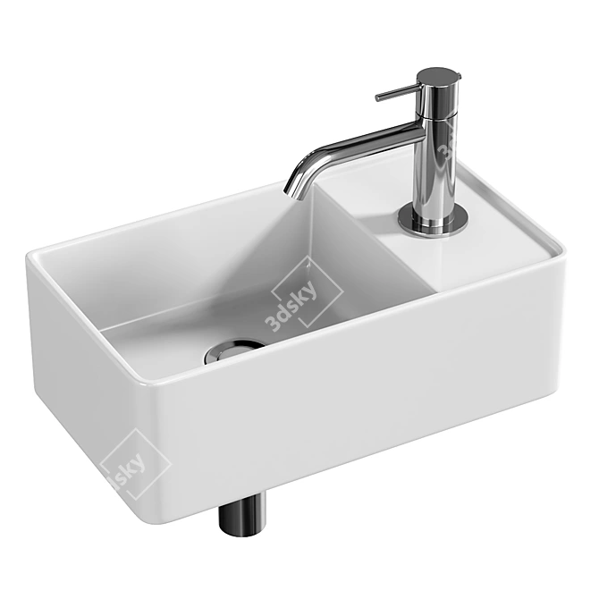 Teorema Glossy White Wall-Mount Sink 3D model image 1