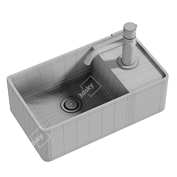 Teorema Glossy White Wall-Mount Sink 3D model image 3