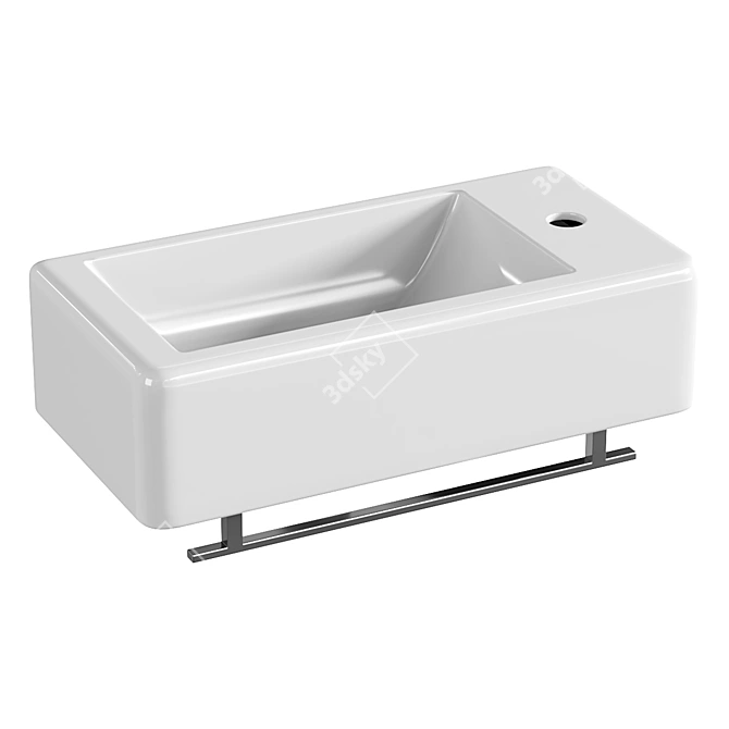Minimalist White Wall Mount Sink 3D model image 1