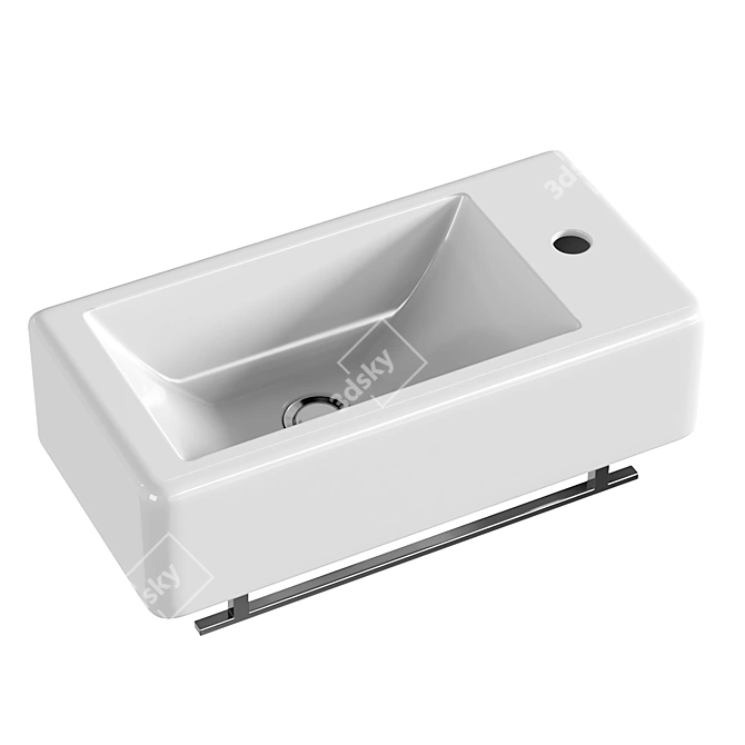 Minimalist White Wall Mount Sink 3D model image 2