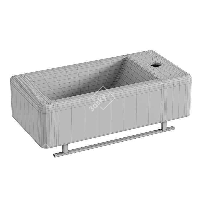 Minimalist White Wall Mount Sink 3D model image 3