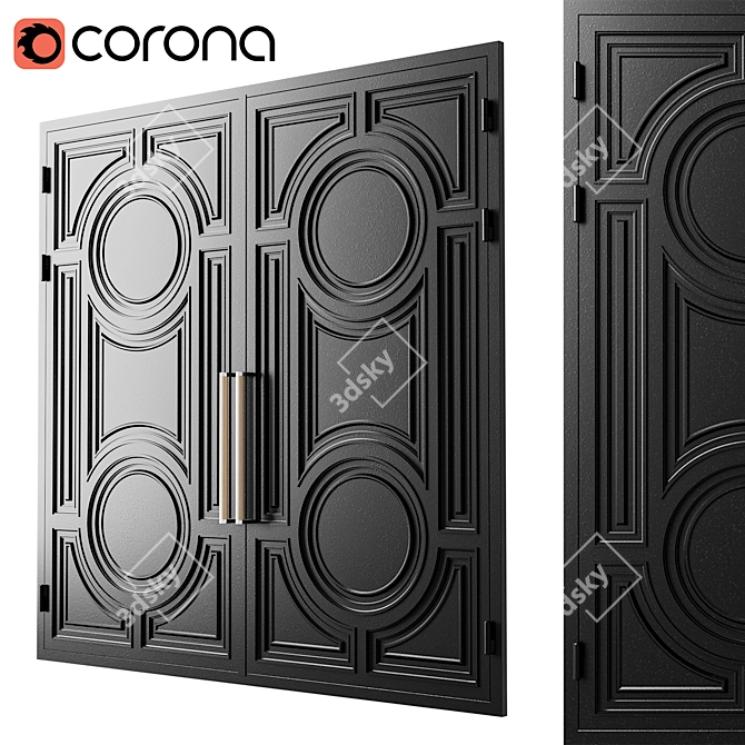 Sleek Black Loft Gate Design 3D model image 1