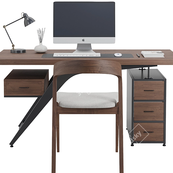 Modern Black Office Furniture Set 3D model image 2