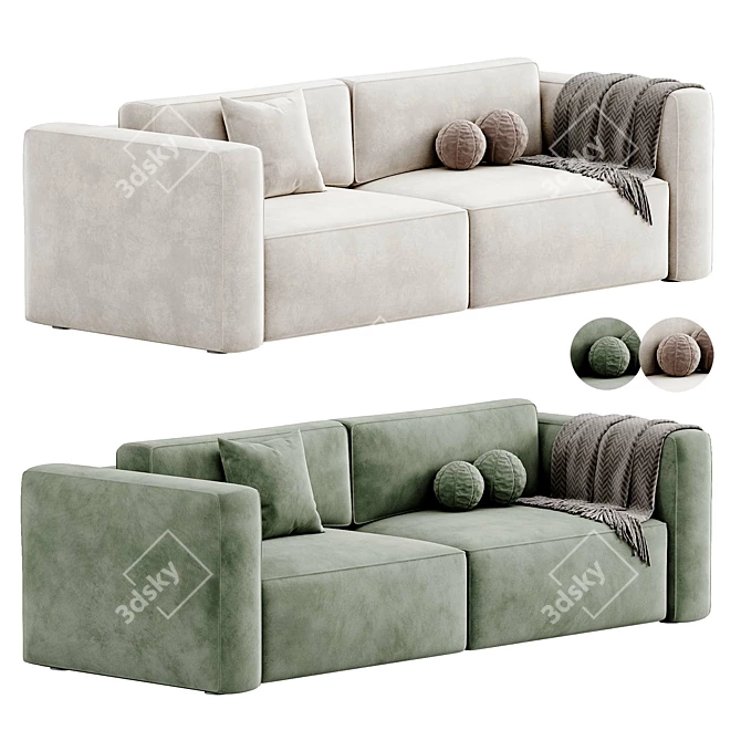 Modern Leather 2-Seater Sofa 3D model image 1