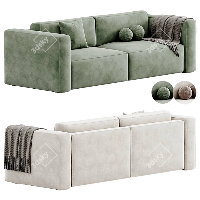 Modern Leather 2-Seater Sofa 3D model image 4