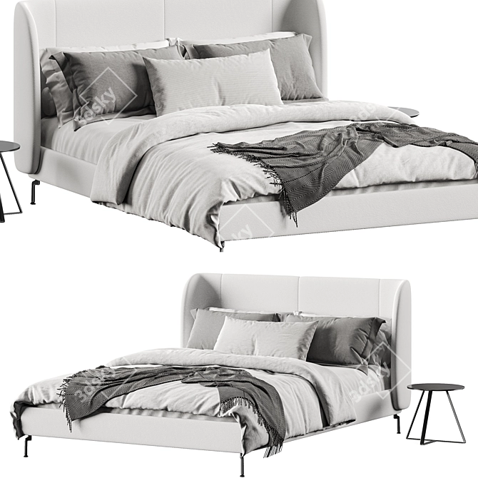 Ikea Tufjord Upholstered Bed, Blue 3D model image 1