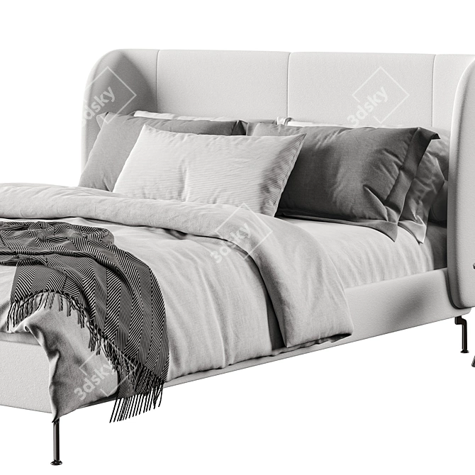 Ikea Tufjord Upholstered Bed, Blue 3D model image 4