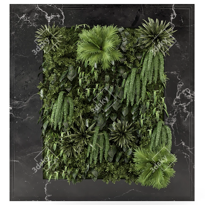 Black Stone Vertical Garden Set 3D model image 1