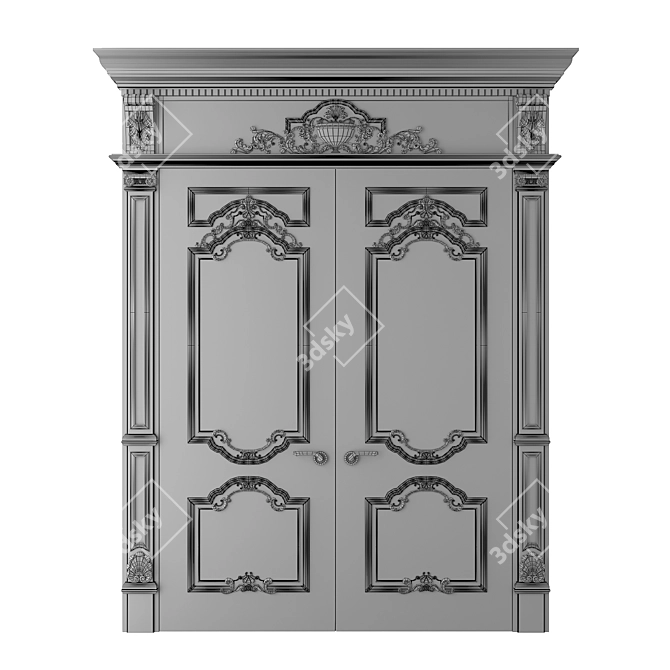 Baroque Style Classic Doors 3D model image 4