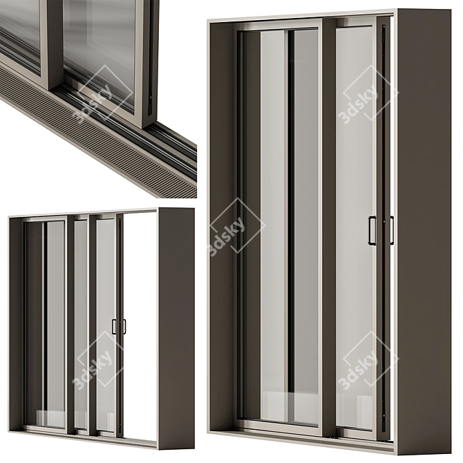 Metal Sliding Windows Set 29 3D model image 1