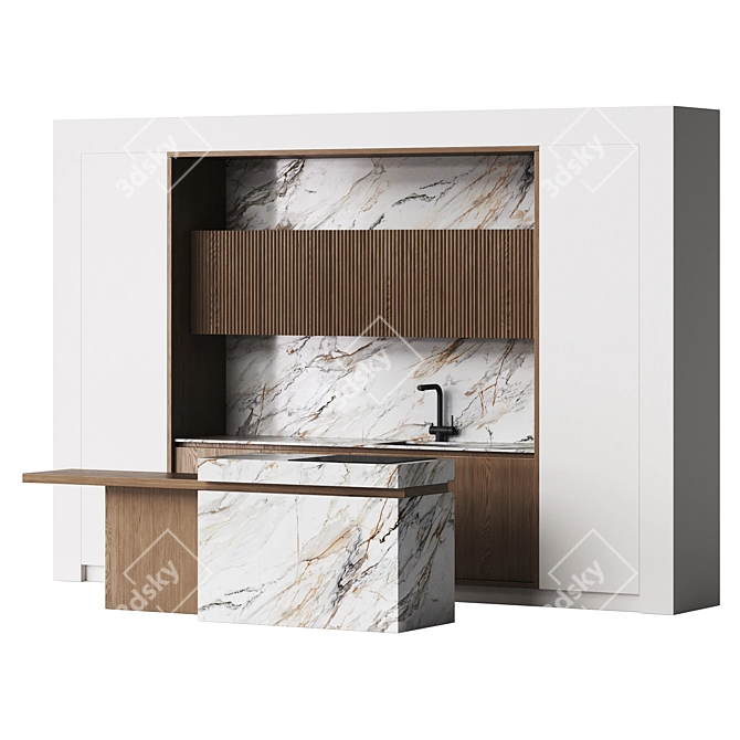 Modern Kitchen Collection: Wooden & Marble 3D model image 1