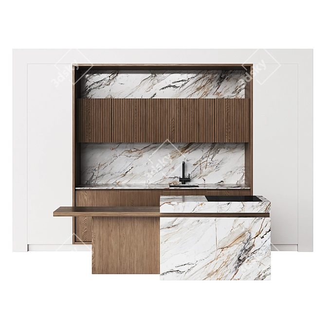 Modern Kitchen Collection: Wooden & Marble 3D model image 3
