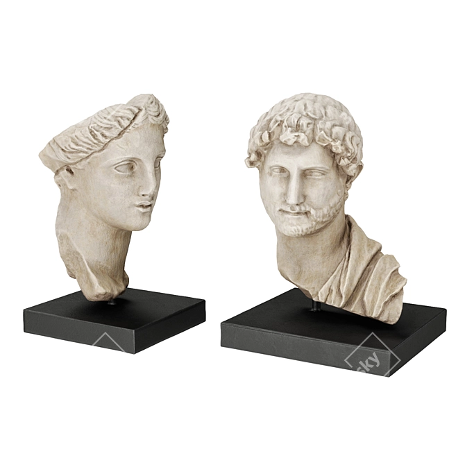  Classical Greek Busts Set 3D model image 1