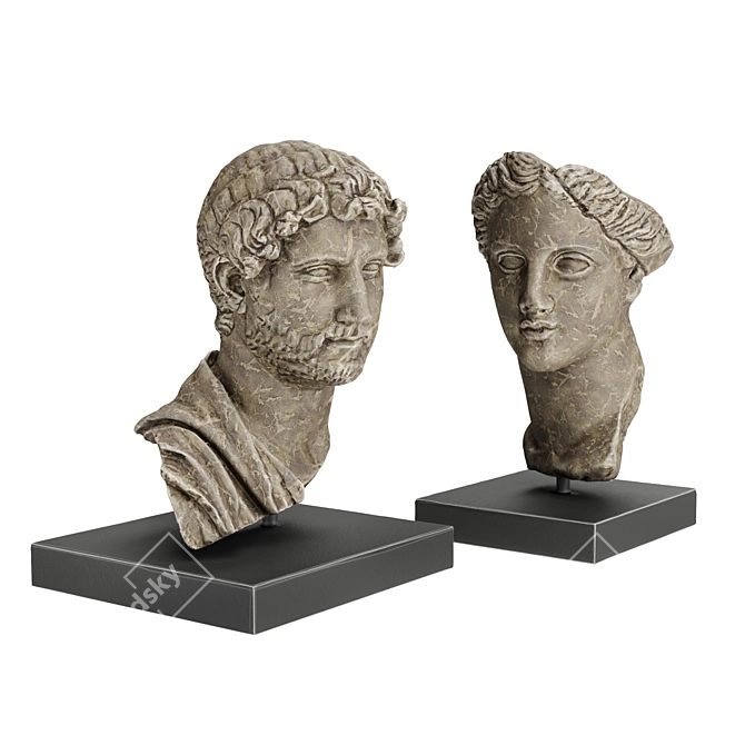  Classical Greek Busts Set 3D model image 5