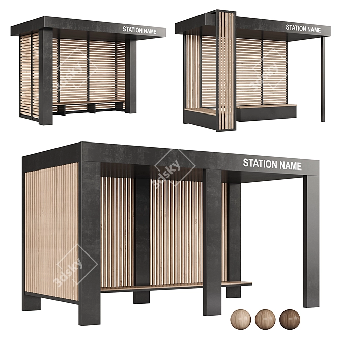 Bus Stop Set for 3D Modeling 3D model image 1