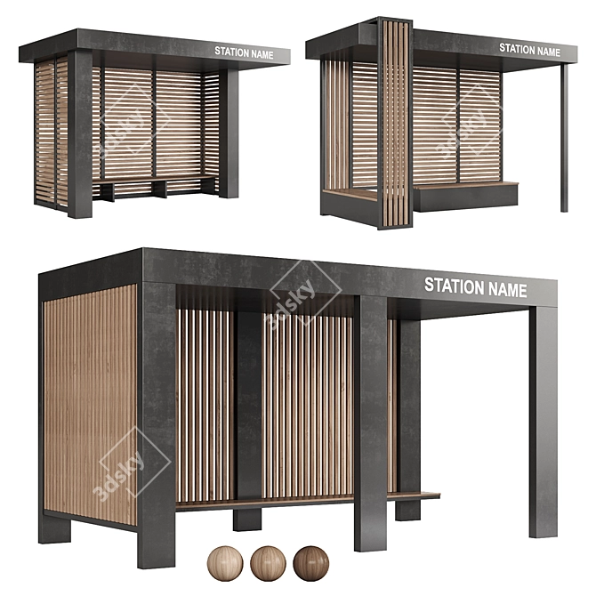 Bus Stop Set for 3D Modeling 3D model image 7