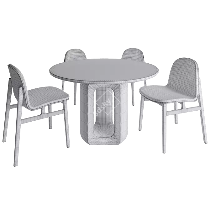 Elegant Circular Table & Chair 3D model image 4
