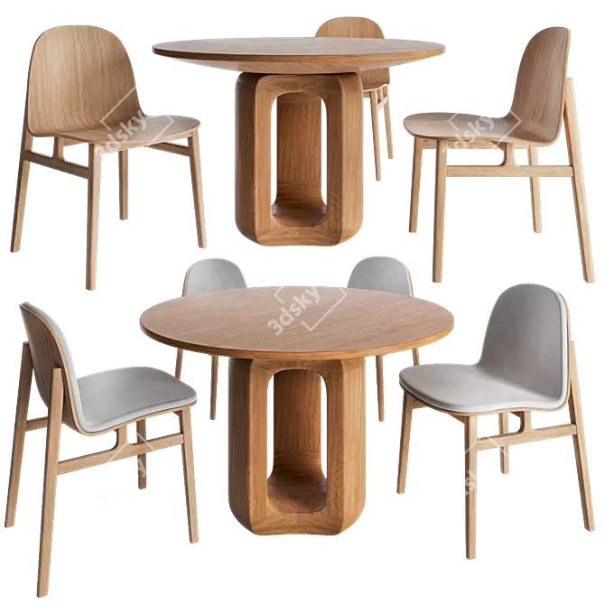 Elegant Circular Table & Chair 3D model image 5