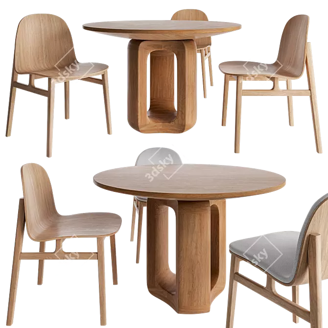 Elegant Circular Table & Chair 3D model image 6