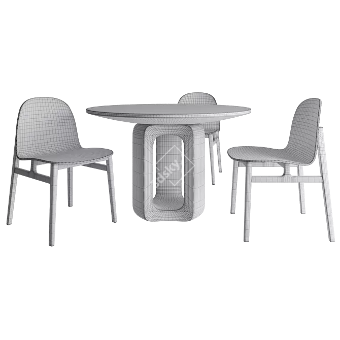 Elegant Circular Table & Chair 3D model image 7