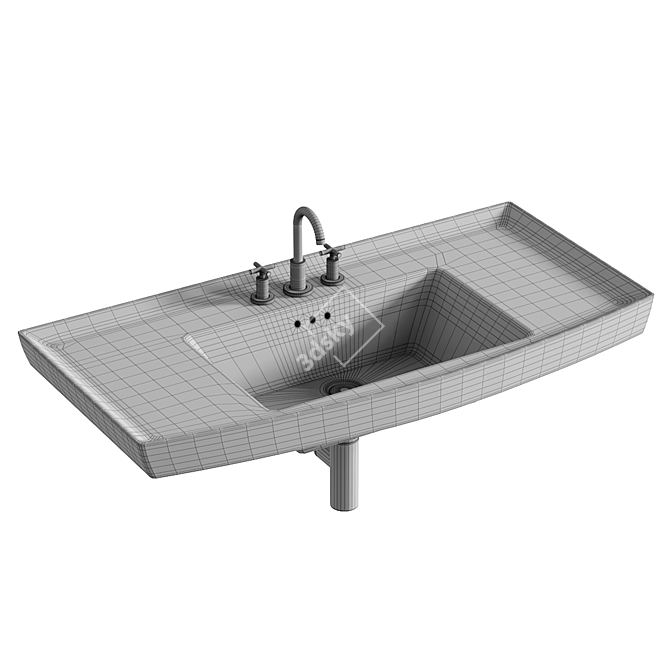 Elegant Olney Wall-Mount Sink 3D model image 4