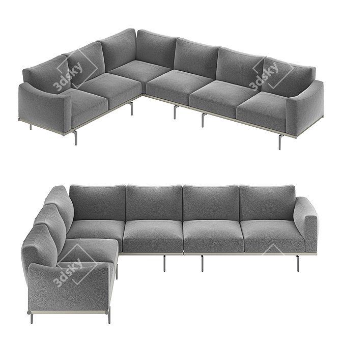 Italian Corner Sofa Comfortably Hugs 3D model image 1