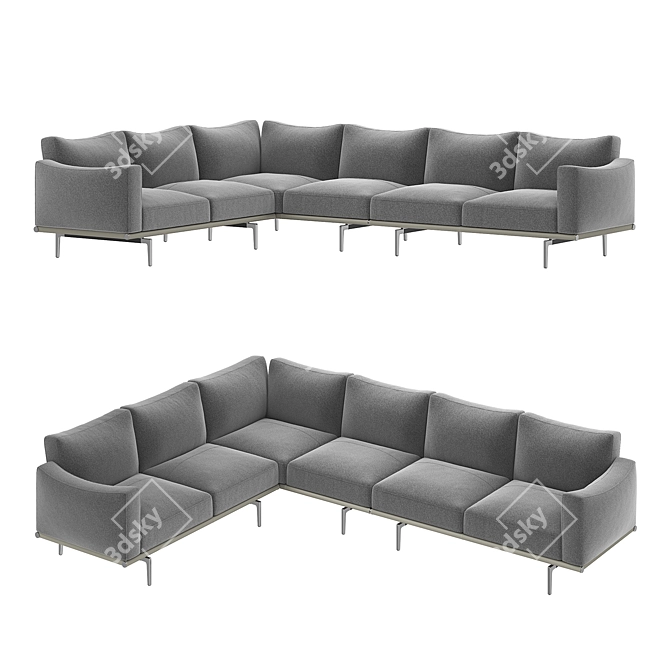 Italian Corner Sofa Comfortably Hugs 3D model image 3