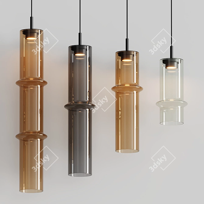 Handmade Opal Glass Pendant Lamp 3D model image 2