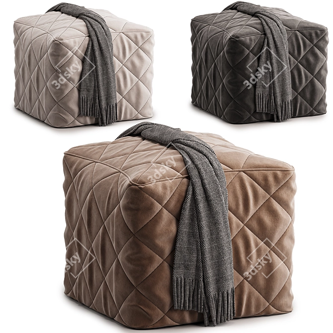 Moroccan Style Pouf Ottoman 3D model image 1