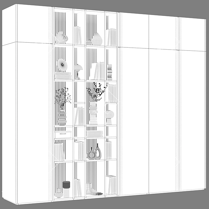 Modular Minimalist Style Wardrobe 3D model image 5