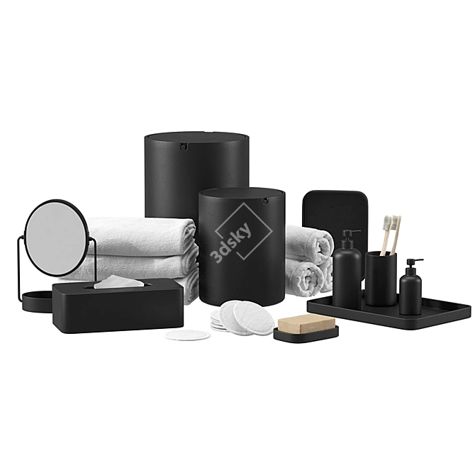 Black Resin Bathroom Set ZARA HOME 3D model image 2