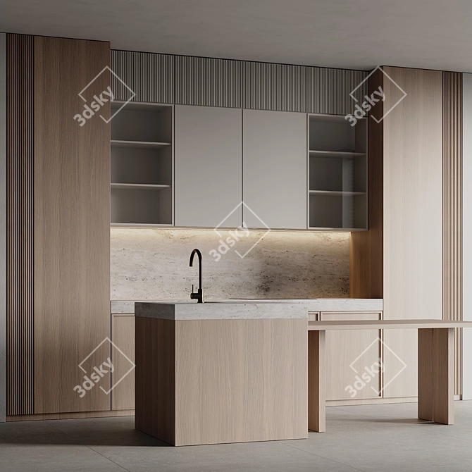  Modern Kitchen 3D Model 3D model image 1