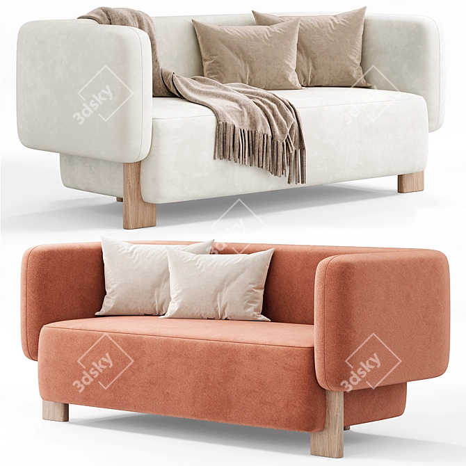 Arklou Sofa: Modern Comfort Elegance 3D model image 1