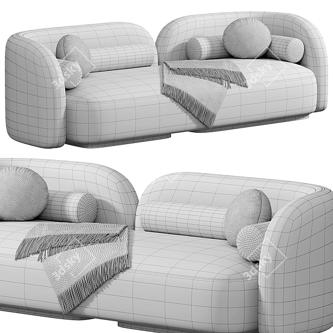 Nordic Velvet Sofa 2400mm Dimensions 3D model image 6