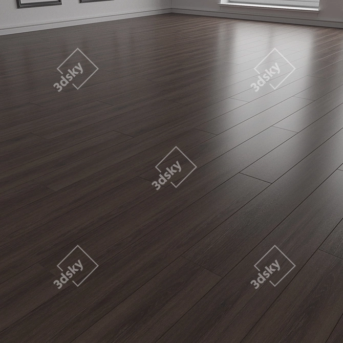 Dark Oak Laminate Flooring Planks 3D model image 2