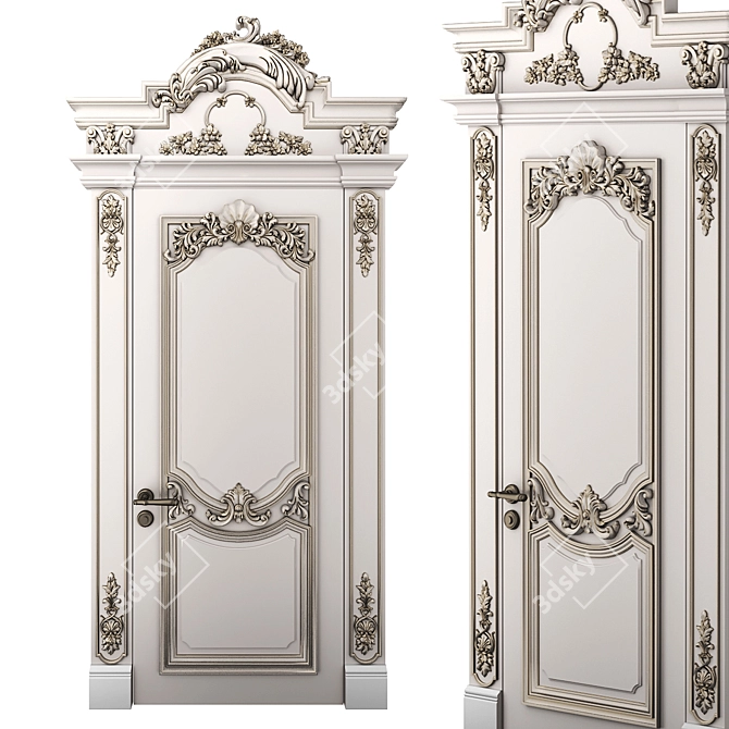 Baroque Style Classic Door 3D model image 2