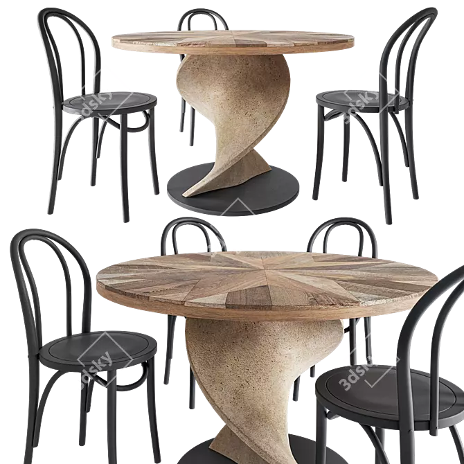 Elegant Twist Dining Set 3D model image 1