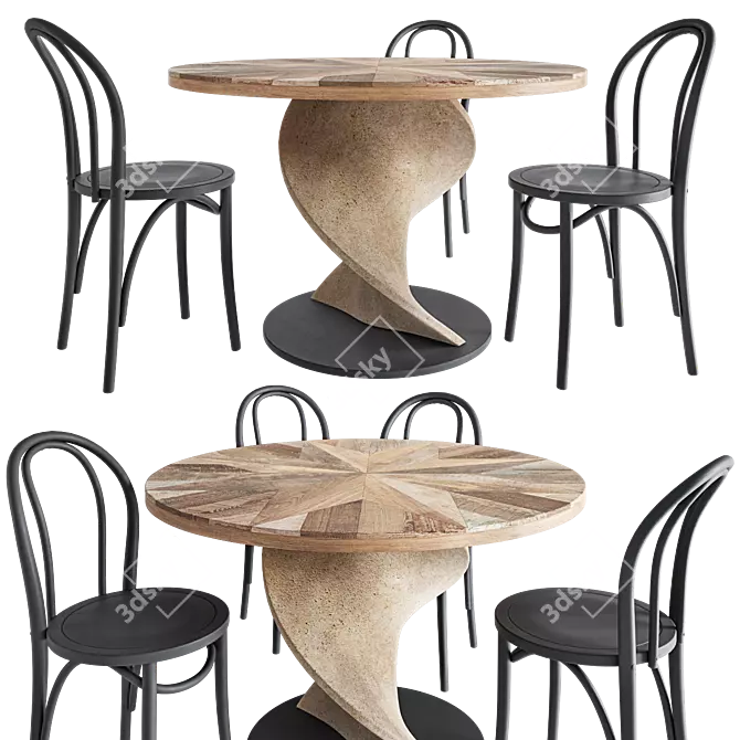 Elegant Twist Dining Set 3D model image 2