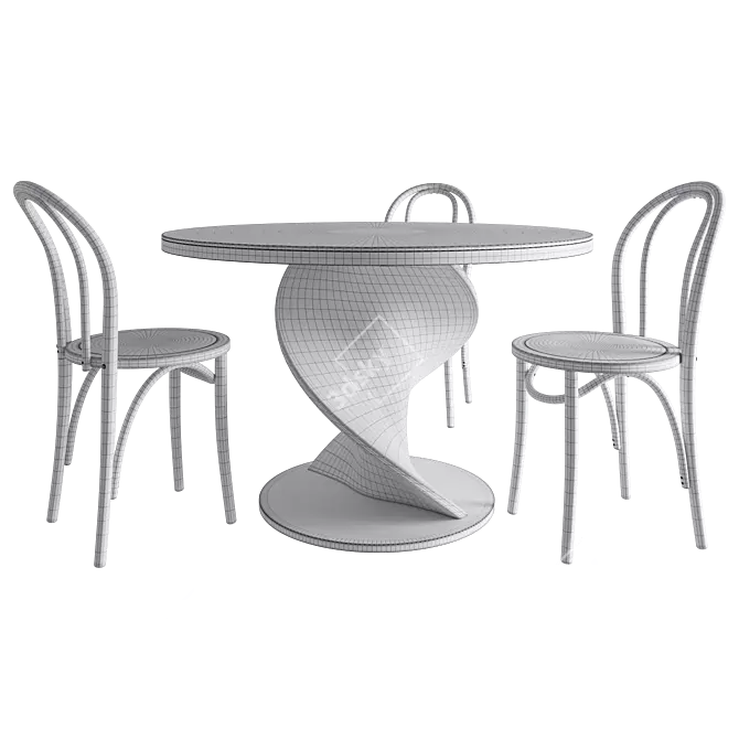Elegant Twist Dining Set 3D model image 3