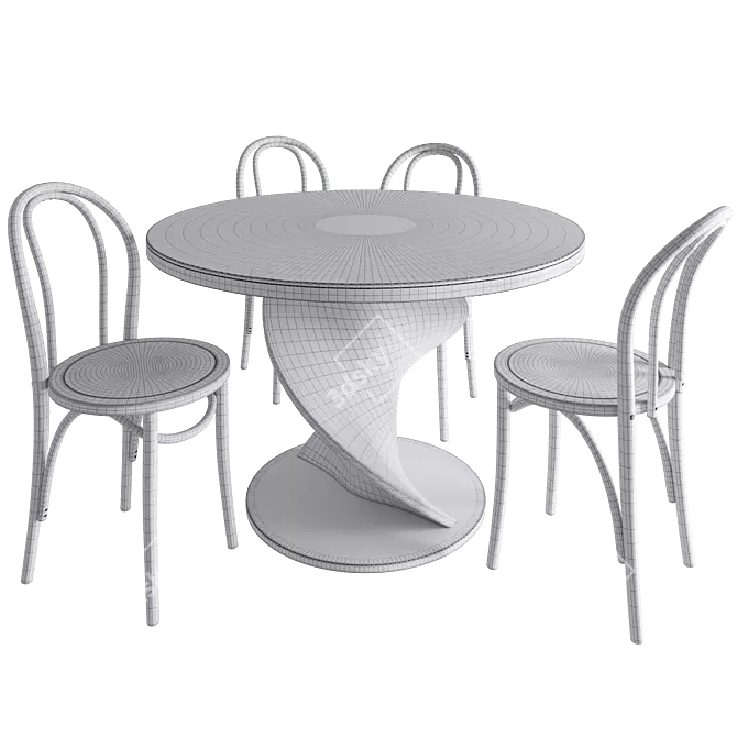 Elegant Twist Dining Set 3D model image 4