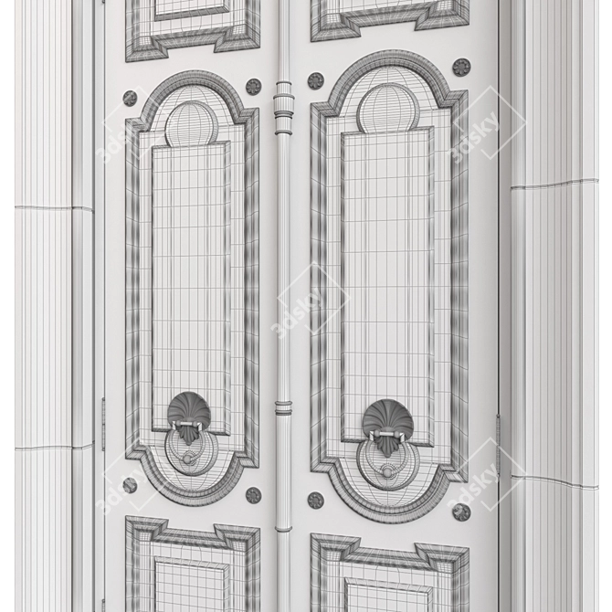  Classic Door 3D Model, 1450mm 3D model image 7