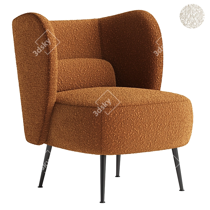 Elegant Emiline Barrel Chair 3D model image 1