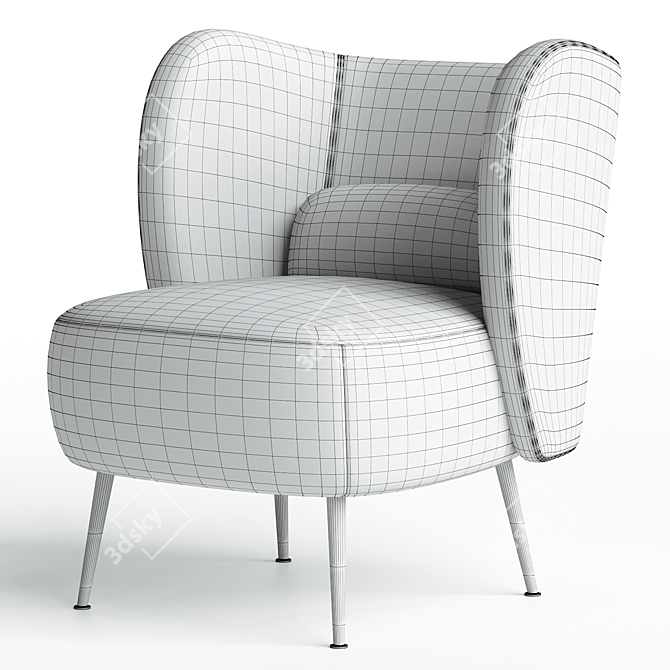 Elegant Emiline Barrel Chair 3D model image 3