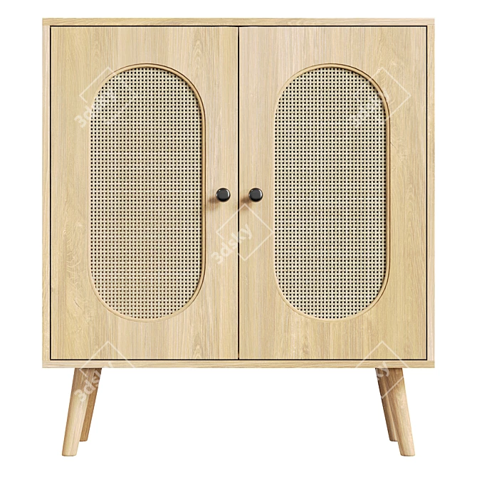 UV Unwrapped Tall Door Accent Cabinet 3D model image 2