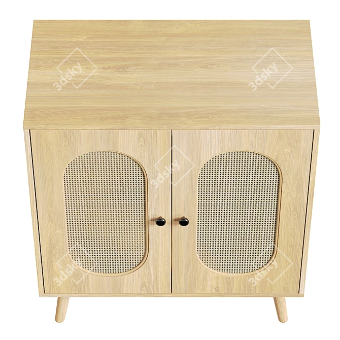 UV Unwrapped Tall Door Accent Cabinet 3D model image 3