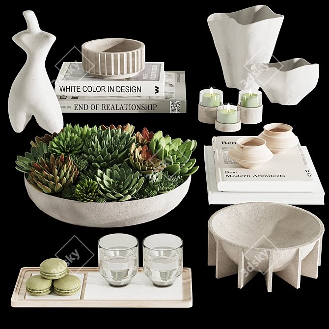Elegant Decor Set with Textures 3D model image 2