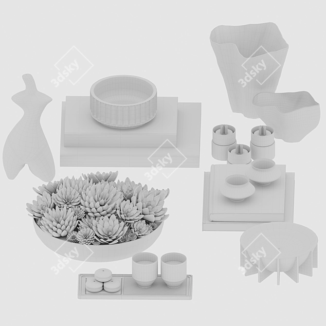 Elegant Decor Set with Textures 3D model image 4