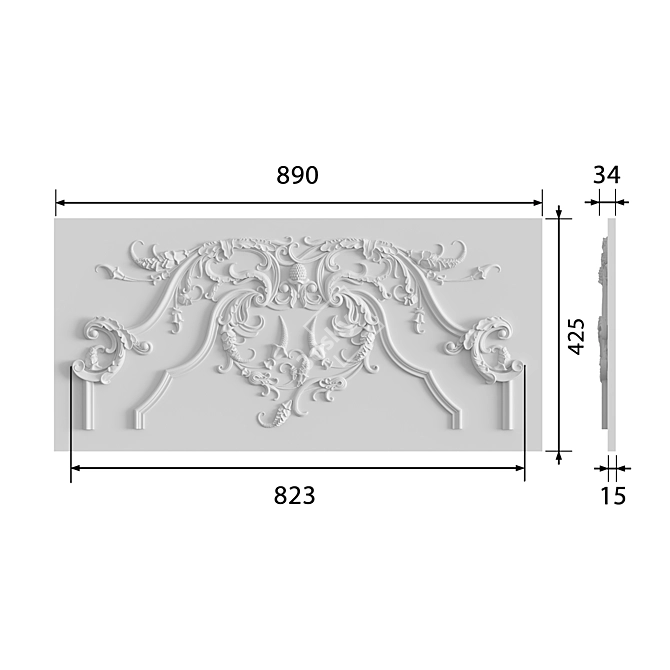 Title: Decorative Inset Panel 109 3D model image 2